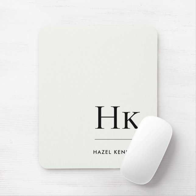 Monogram Classic Elegant Ivory White Initials Mouse Pad (With Mouse)