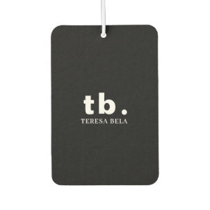 Monogram Classic Elegant Minimal Black and White Car Air Freshener