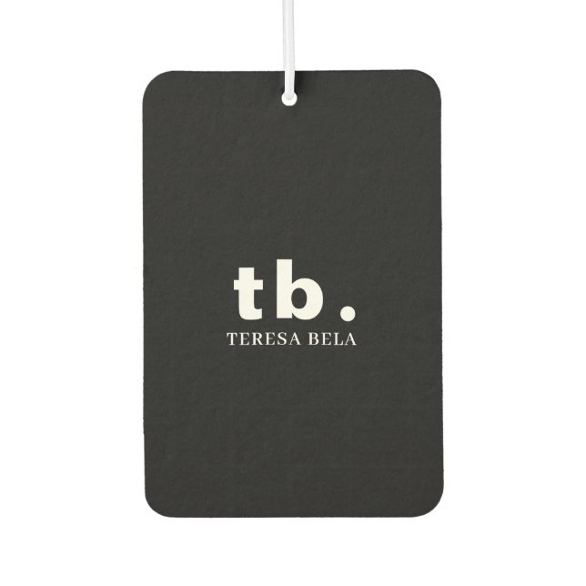 Monogram Classic Elegant Minimal Black and White Car Air Freshener (Front)