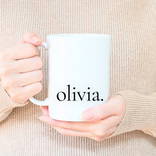 Monogram Classic Elegant Minimal Black and White Coffee Mug