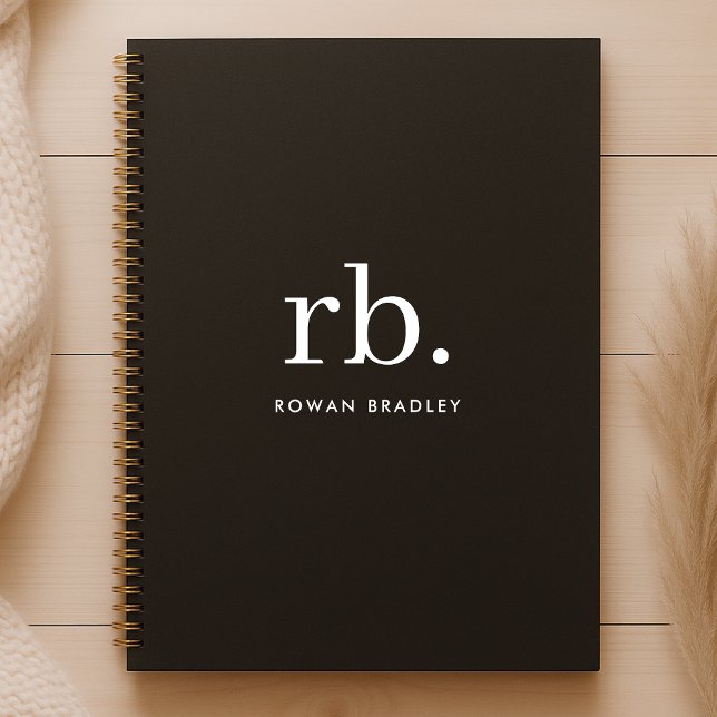 Monogram Classic Elegant Minimal Black and White Notebook (Creator Uploaded)