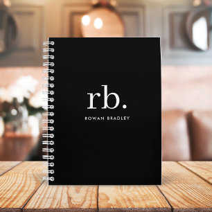 Monogram Classic Elegant Minimal Black and White Notebook