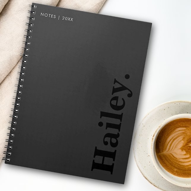 Monogram Classic Elegant Minimal Black Name Notebook (Creator Uploaded)