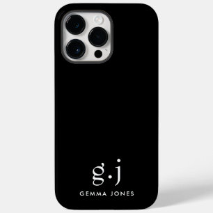Monogram Classic Elegant Minimal Black White Case-Mate iPhone 14 Pro Max Case