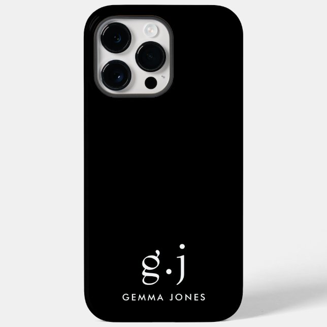 Monogram Classic Elegant Minimal Black White Case-Mate iPhone Case (Back)