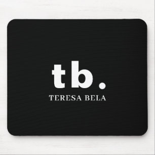 Monogram Classic Elegant Minimal Black & White Mouse Pad