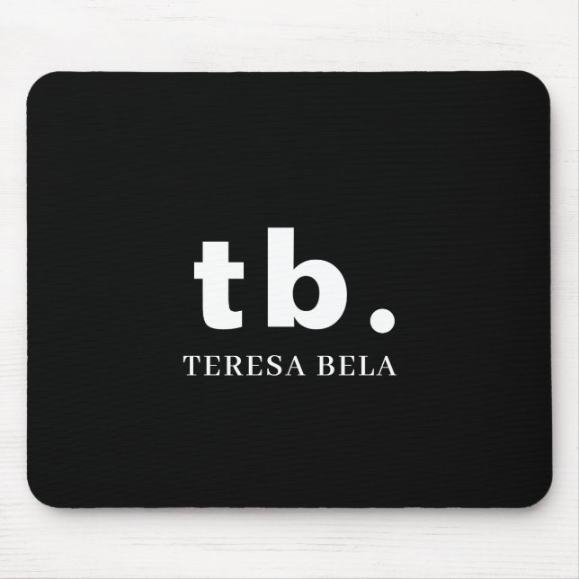 Monogram Classic Elegant Minimal Black & White Mouse Pad (Front)