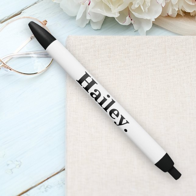 Monogram Classic Elegant Minimal Black White Name Black Ink Pen (Creator Uploaded)