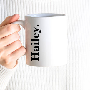 Monogram Classic Elegant Minimal Black White Name Coffee Mug