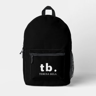 Monogram Classic Elegant Minimal Black & White Printed Backpack