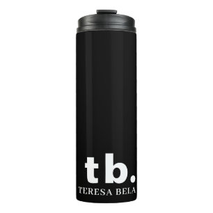 Monogram Classic Elegant Minimal Black White  Thermal Tumbler