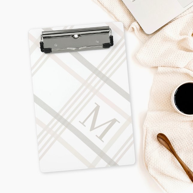 Monogram Classic Elegant Minimal Initial Plaid Mini Clipboard (Creator Uploaded)