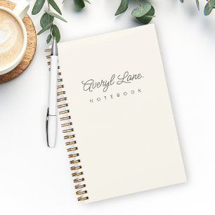 Monogram Classic Elegant Minimal Ivory Gold Script Notebook