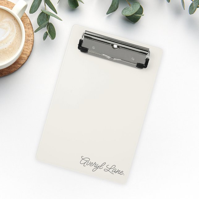 Monogram Classic Elegant Minimal Ivory Script Name Mini Clipboard (Creator Uploaded)