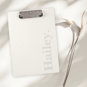 Monogram Classic Elegant Minimal Ivory White Name Clipboard