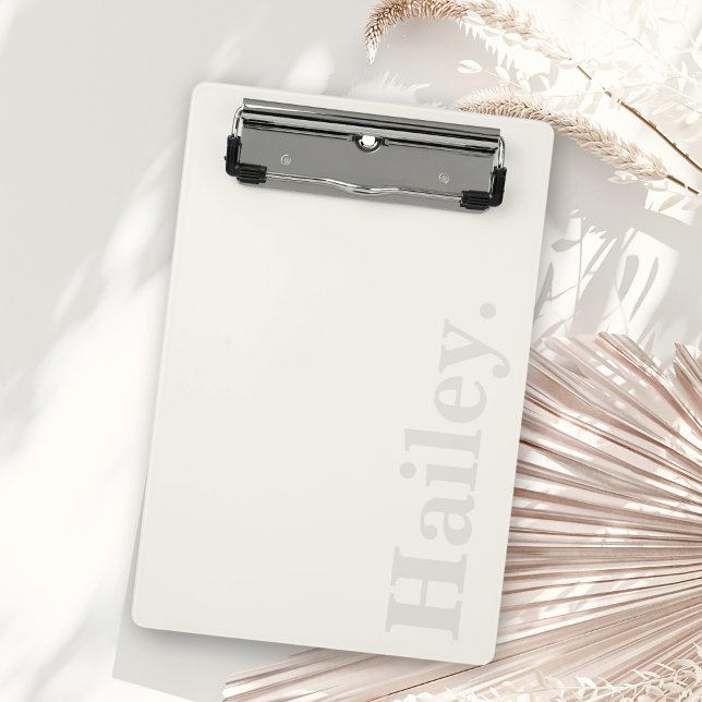 Monogram Classic Elegant Minimal Ivory White Name Mini Clipboard (Creator Uploaded)