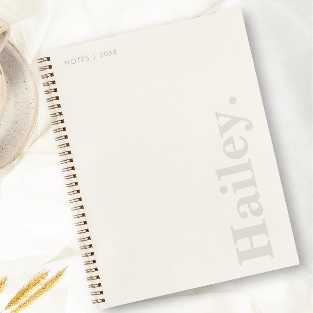 Monogram Classic Elegant Minimal Ivory White Name Notebook (Creator Uploaded)