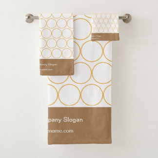Monogram Classic Elegant Minimal White and Coffee Bath Towel Set
