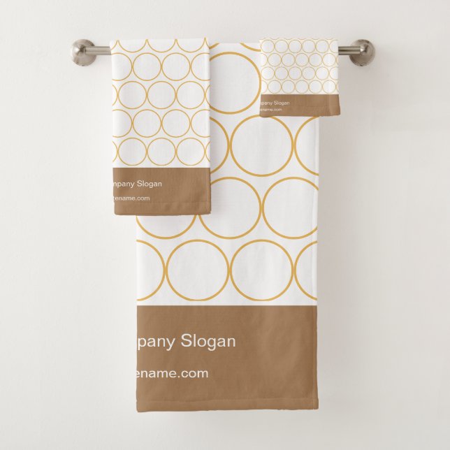 Monogram Classic Elegant Minimal White and Coffee Bath Towel Set (Insitu)