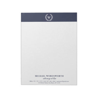 Monogram Classic Elegant Professional A4 Notepad