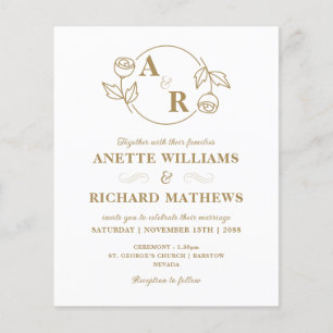 Monogram classic elegant wedding budget invitation