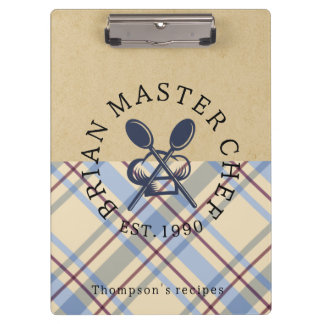Monogram classic farmhouse style kraft paper Plaid Clipboard
