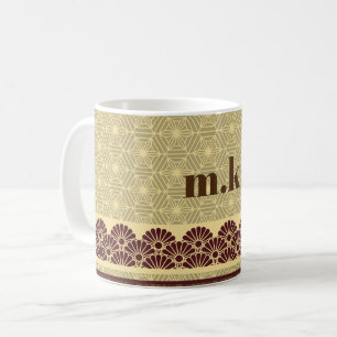 Monogram Classic Gold Flower Pattern Coffee Mug