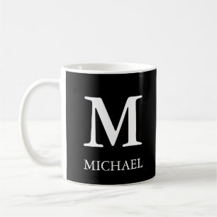 Monogram Classic Minimalist Black and White  Coffee Mug