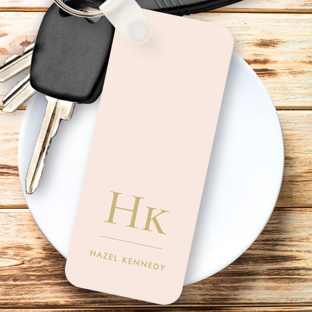 Monogram Classic Modern Minimalist Blush Gold Name Key Ring (Creator Uploaded)