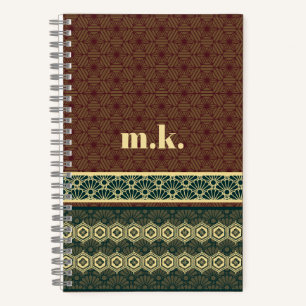 Monogram Classic Red Green Kikkou Pattern Notebook