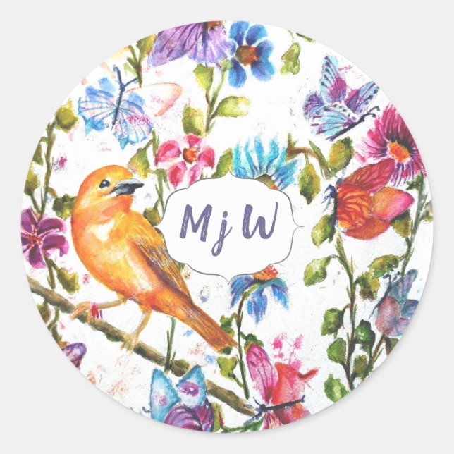 Monogram Classic Round Sticker (Front)