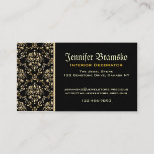 Monogram Classy Elegant Gold Damask Mediaeval Business Card