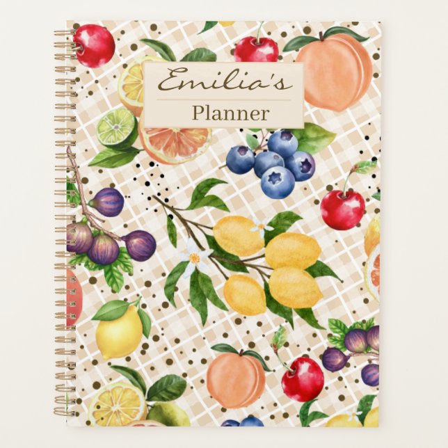 Monogram classy pretty beige and brown Citrus Planner (Front)