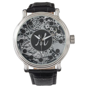 Monogram Clockwork Gears Silver Wrist Watch