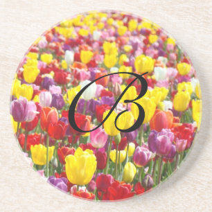 Monogram Coasters Personalised gifts Tulip Flowers