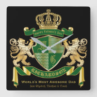 Monogram Coat of Arms Green Gold Lion Crown Emblem