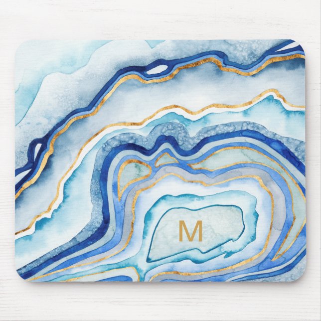 Monogram | Cobalt Agate II Mouse Pad (Front)