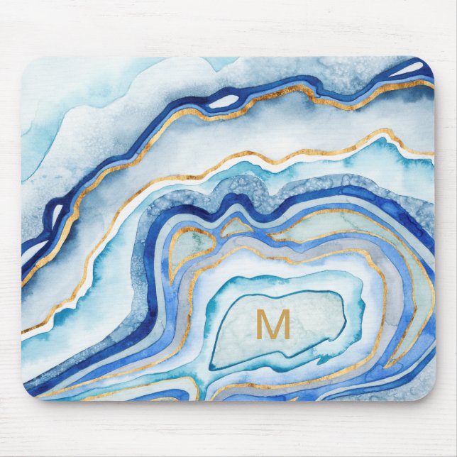 Monogram | Cobalt Agate II Mouse Pad (Front)