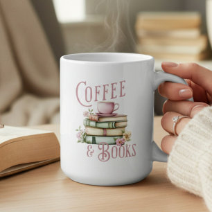 Monogram Coffee and Books Floral  Mug