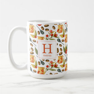 Monogram Coffee Beans Pattern  Mug