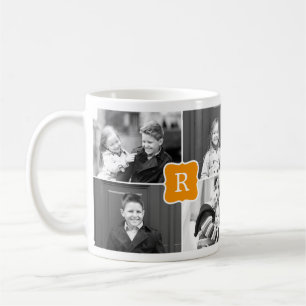 Monogram Collage Custom Photo Mug - Orange