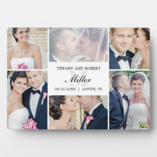 Monogram Collage EDITABLE COLOR Plaque with Easel