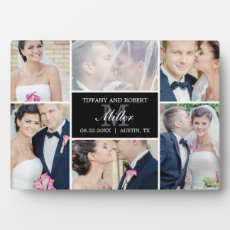 Monogram Collage EDITABLE COLOR Plaque with Easel