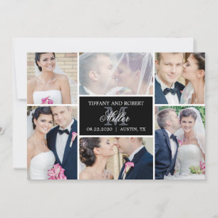 Monogram Collage Editable Colour Just Married Card