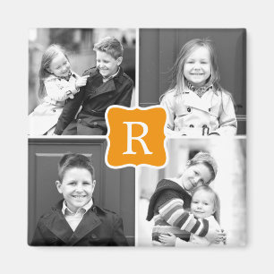 Monogram Collage Personalised Photo Magnet - Orang