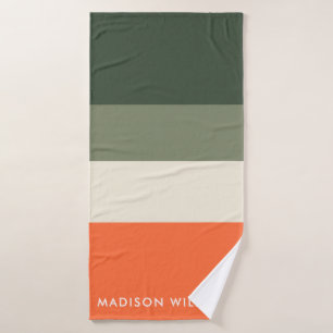 Monogram Colorblock Horizontal Stripe Stylish Bat Bath Towel Set