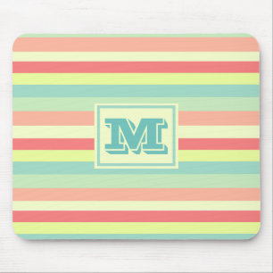 Monogram Colorful Summer Stripes Mouse Pad