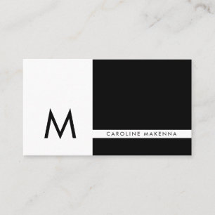 Monogram Colour Block Black and White Professional Business Card