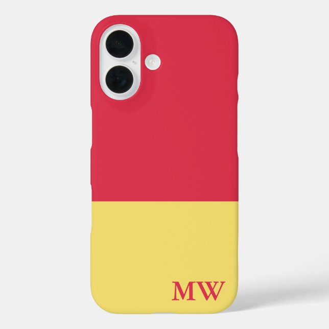 Monogram Colour Block Dark Pink and Yellow Case-Mate iPhone Case (Back)