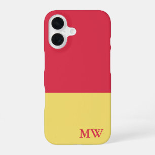 Monogram Colour Block Dark Pink and Yellow iPhone 16 Case